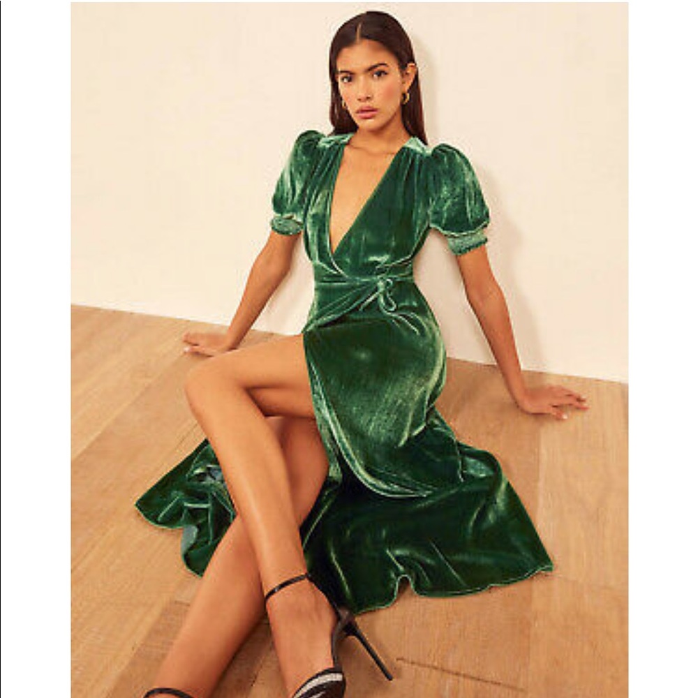 Reformation velvet wrap dress
